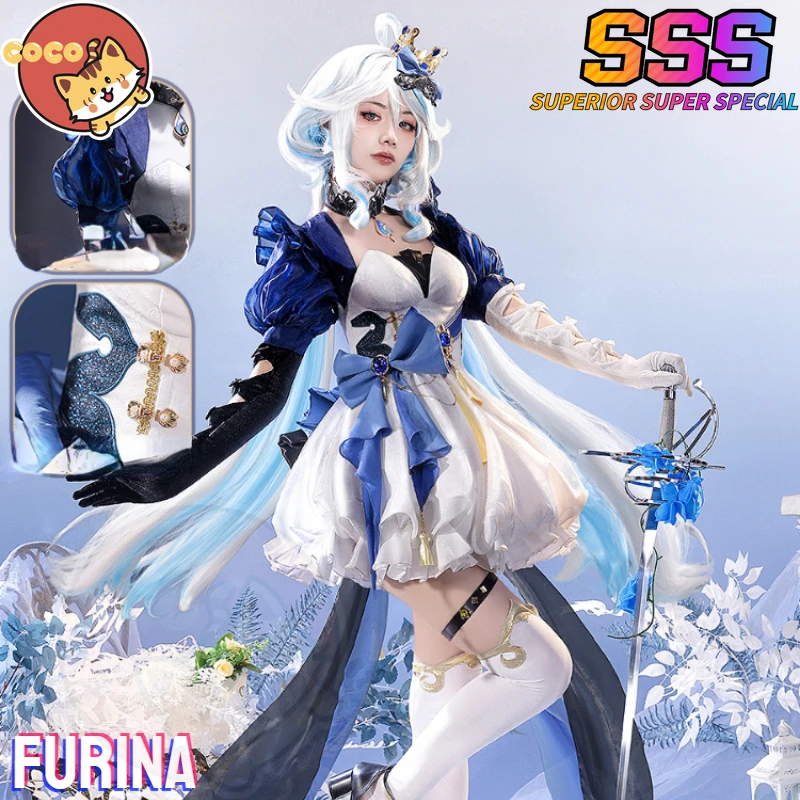 

Костюм для косплея Genshin Impact Furina Doujin, костюм для косплея игры Genshin Impact, костюм для косплея Furina Alice Doujin Furina Cos Wig CoCos-SSS