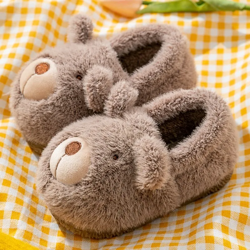 Детские зимние хлопковые тапочки новинка однотонные теплые домашние для