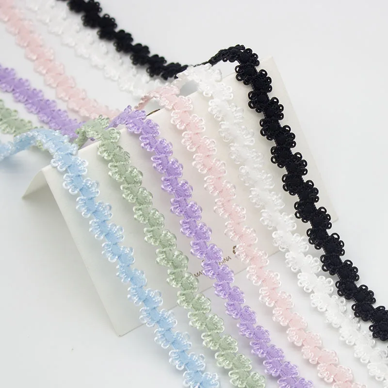 

10mm Bilateral Lace Elastic Band DIY Double Crown Flower Webbing Fabric For Headwear Accessories Underwear Clothing Lace Trim