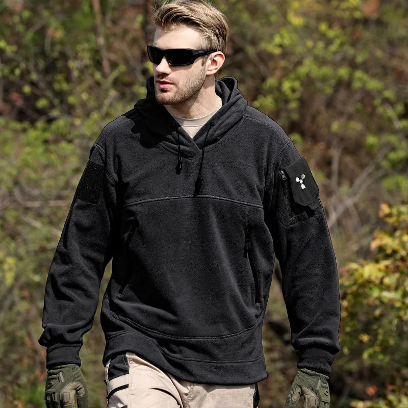 Fall Winter Fleece Hoodies Men Military Tactical Sweatshirts Outdoor Hood Warm Thermal Mens Hooded Men's Sweater Autumn