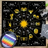Zodiac Tarot Tablecloth 12 Constellations Altar Cloth Tarot Mat Witchcraft Divination Astrology Board Game Decor Art Poster 2