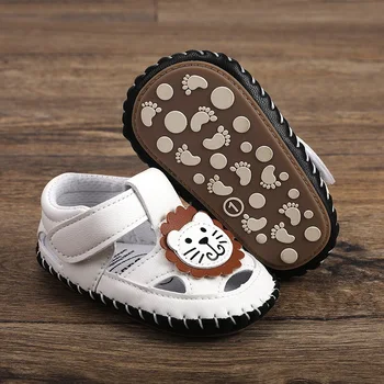 Summer Infant Boy Cartoon Lion Sandals: Comfortable Hollow-out Design, Soft Soled, Anti-slip First Walker Shoes 0-15 Months 2