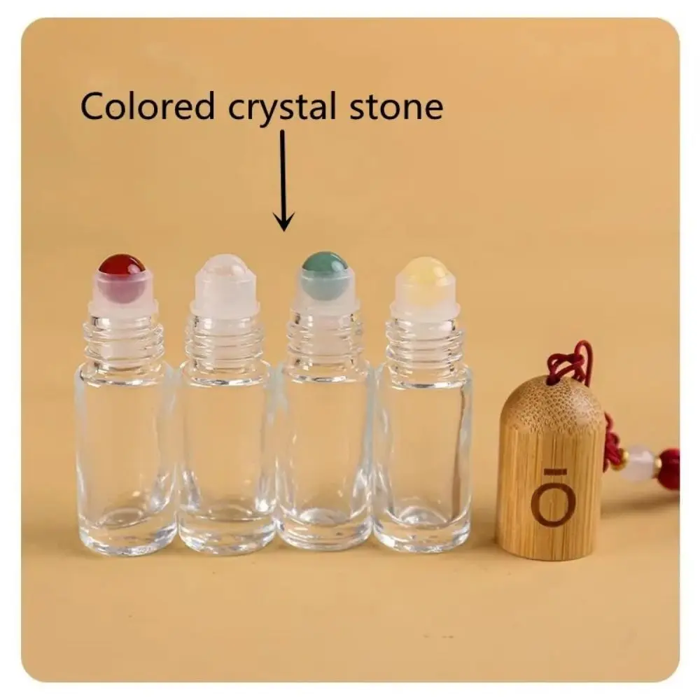 

5ml/10ml Glass Essential Oil Bottle Bamboo Lid Perfume Bottle With tassel Perfume Bottle With Crystal Roller Ball