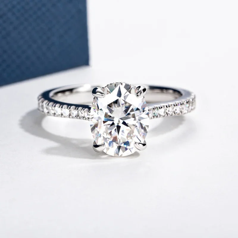 3.0ct Oval Cut Moissanite Engagement Rings For Women 925 Sterling Silver Wedding Anniversary Fine Jewelry