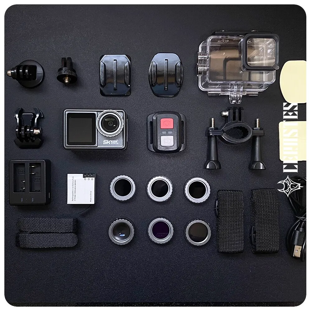 Action Camera CERASTES 5K 4K 60FPS EIS Interchangeable Lens 48MP Zoom Electronic Stabilizer WiFi for Vlog