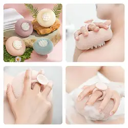 Round Sunflower Shower Ball Super Soft Massage Bath Ball with Sponge Suction Accessories Towel Bathroom Brush Cup Mud Bath V8J9