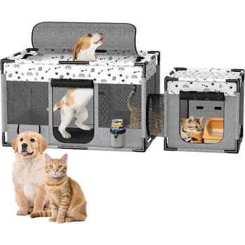 Cat Playpen, PVC Pipe Reinforced Kitten Dog Pet Playpens for Indoor Cats Enclosed, Portable Foldable Puppy Doggy Play Pen 1