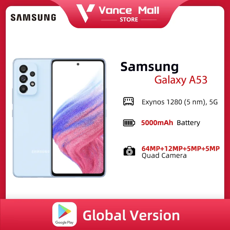 New Samsung Galaxy A53 5G  Exynos 1280 Octa-core 120Hz Super AMOLED Display 5000mAh 25W Fast Charge MobilePhone A5360