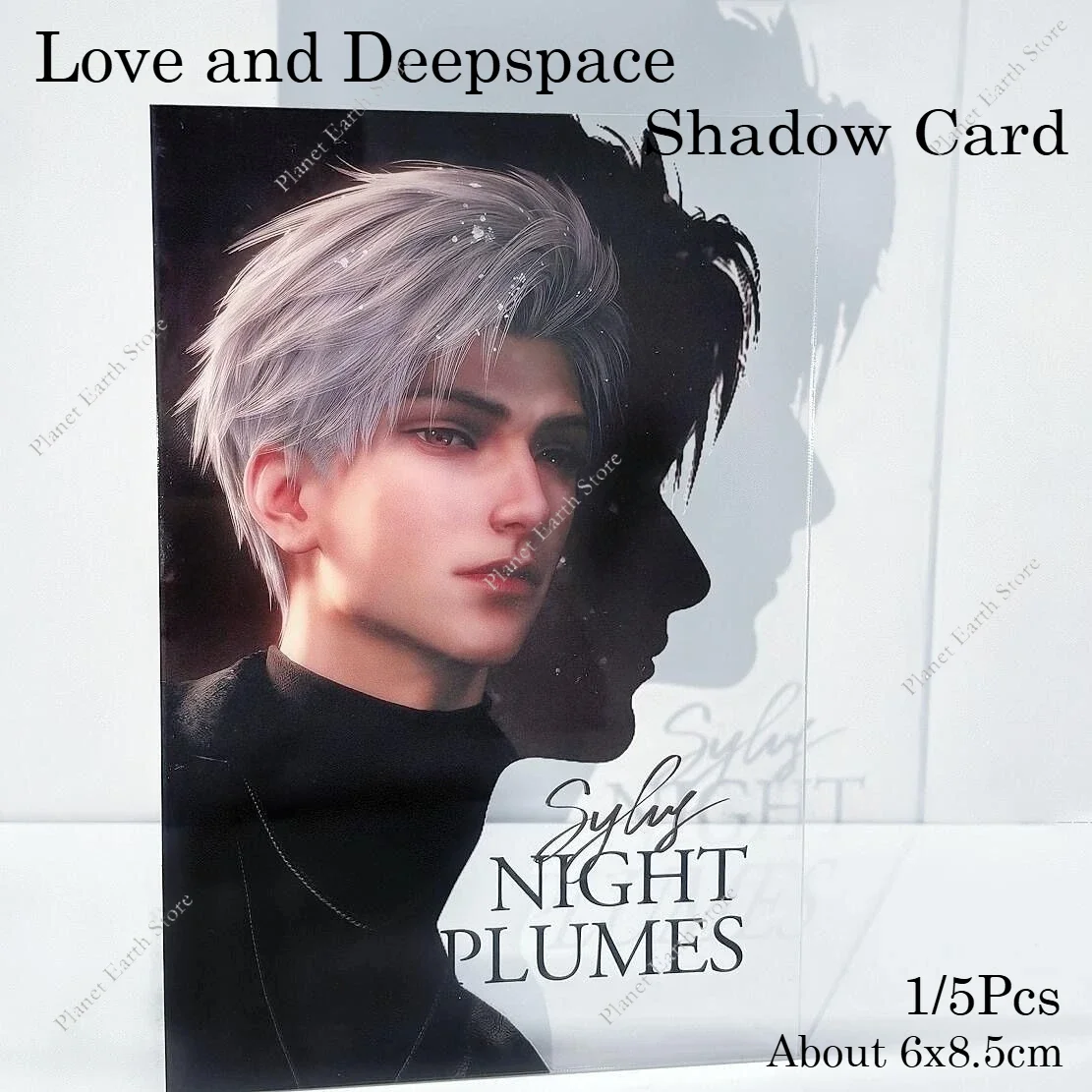 Carte acrylique transparente créative Love and Deepspace, 1/5 pièces, Sylus Rafayel Zayne Xavier Caleb, carte ombre Anime, décor de bureau