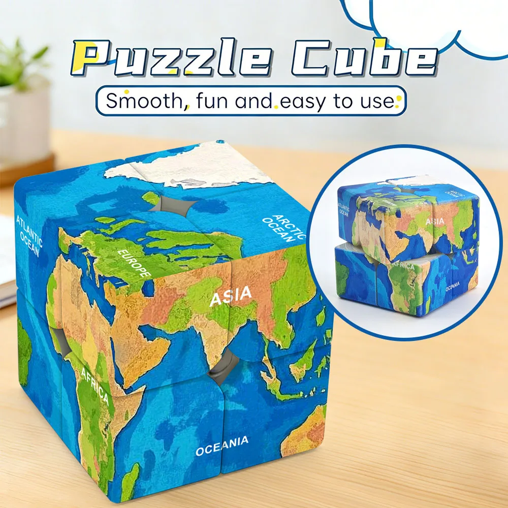 세계 지도 2x2, 세계 지도 3x3 스피드 큐브, 세계 지도 4x4 UV 프린팅 엘리먼트 큐브 매직 큐브 교육용 퍼즐 장난감