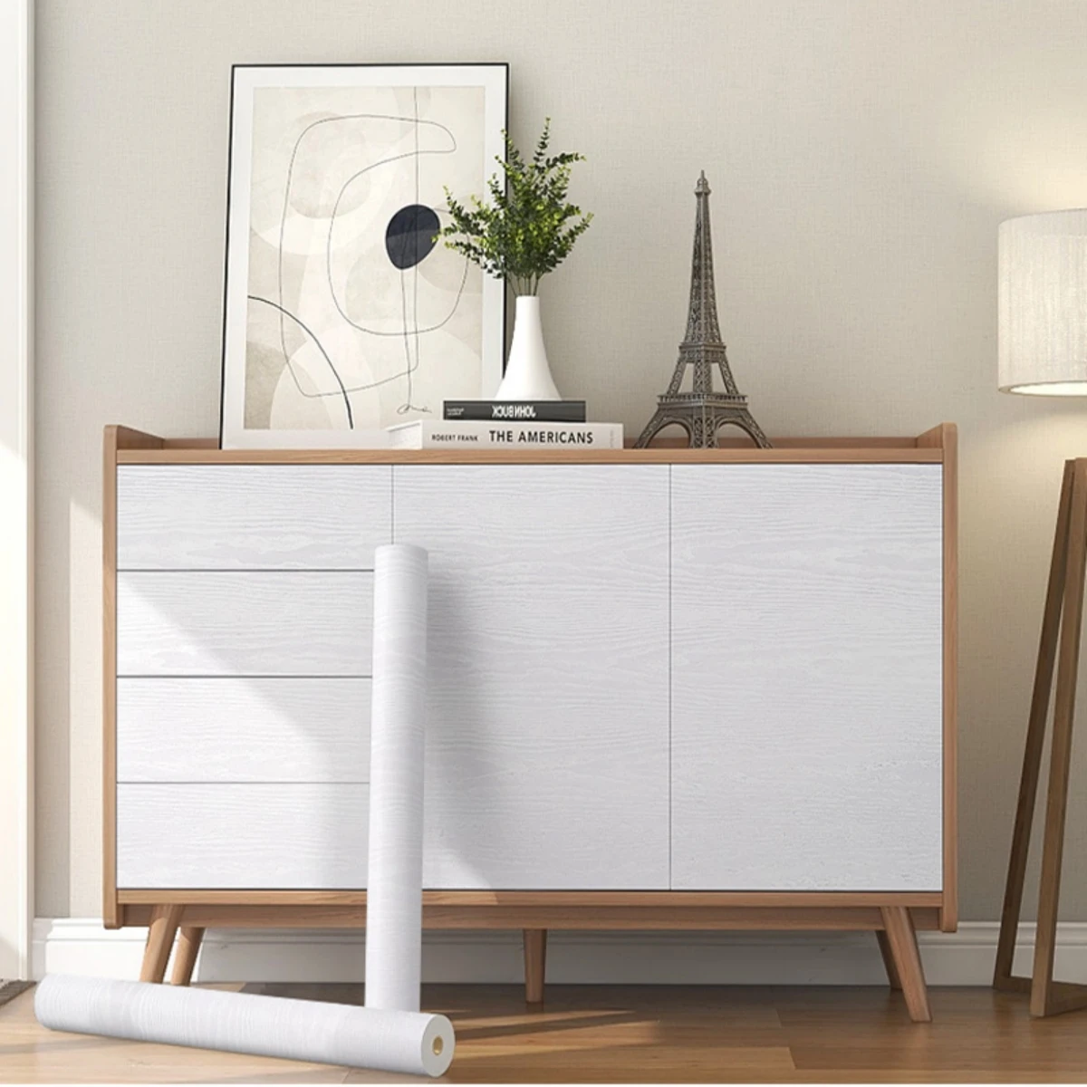White Wood Peel And Stick Paper Decorative Self-Adhesive Film For Furniture Real Wood Tactile Sensation Surfaces Easy To Clean 2