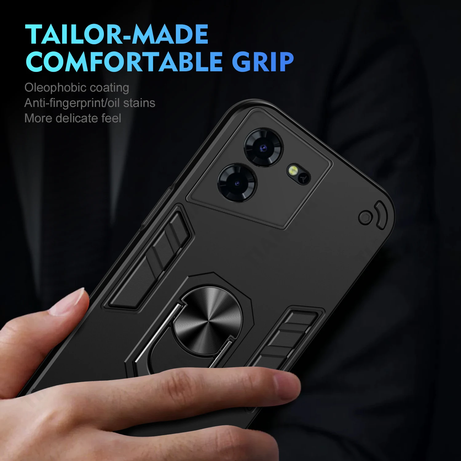 Enhanced Armor Cover with Magnetic Ring Stand - Full Protective Back Phone Case