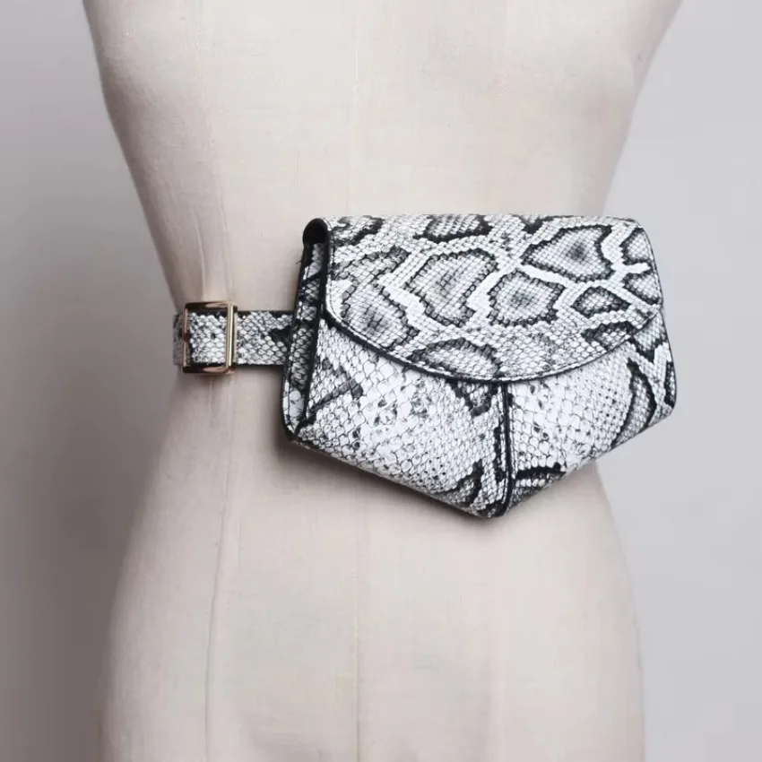 Fashionable Small Waist Bag Versatile Women Small Delicate Snake Skin Decorative Belt Saddle Bag Fashionable Sweater Belt Trendy