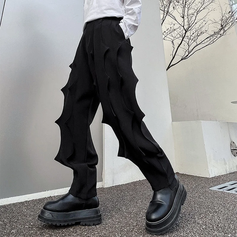 

SYUHGFA Pleated Male Niche Desgin Harem Pants Men's Soild Color Casual Chic Trousers Korean Fashion 2024 Spring Stylish New