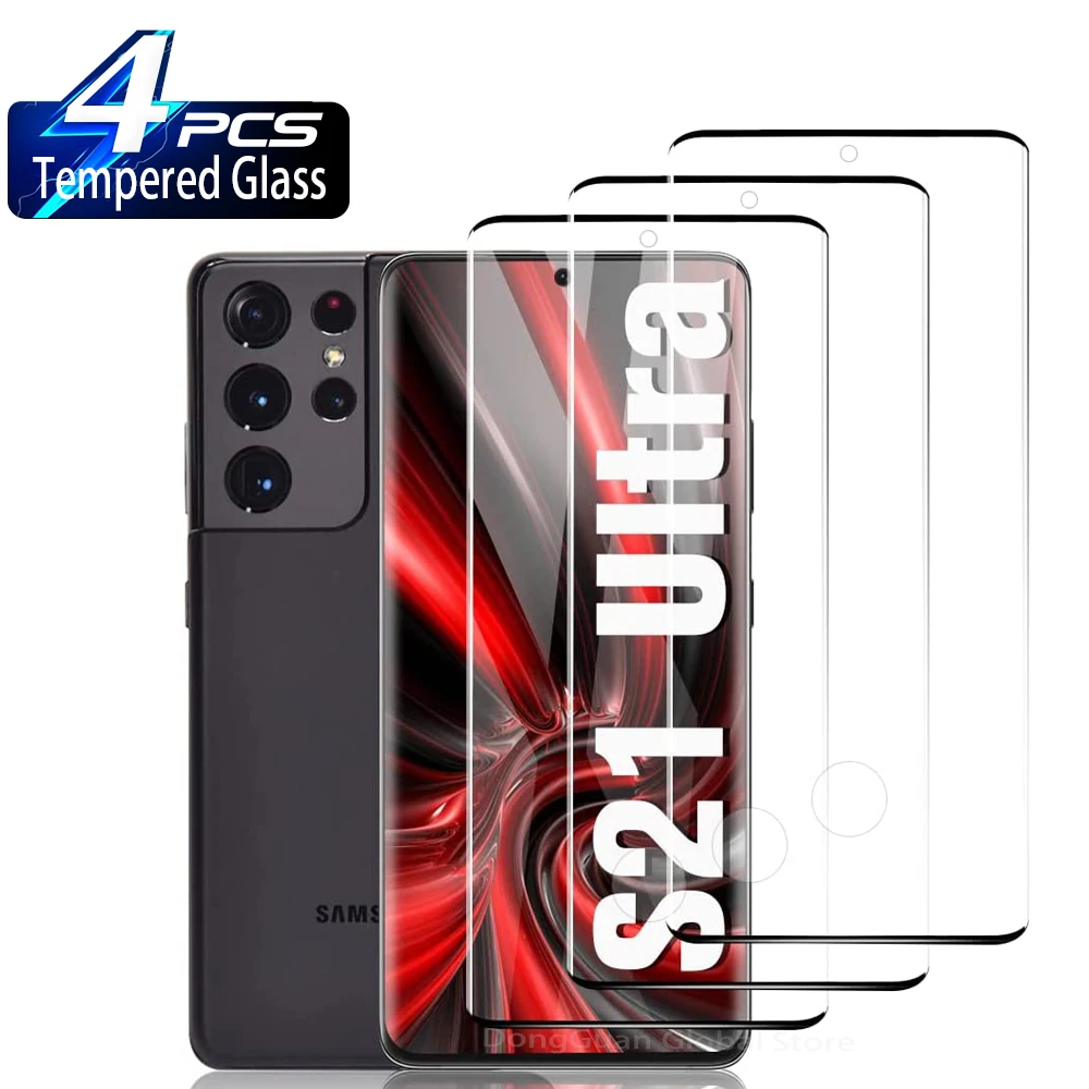 

2/4PCS Curved Ultrasonic Fingerprint Tempered For Samsung Galaxy S21 Ultra Screen Protector Glass