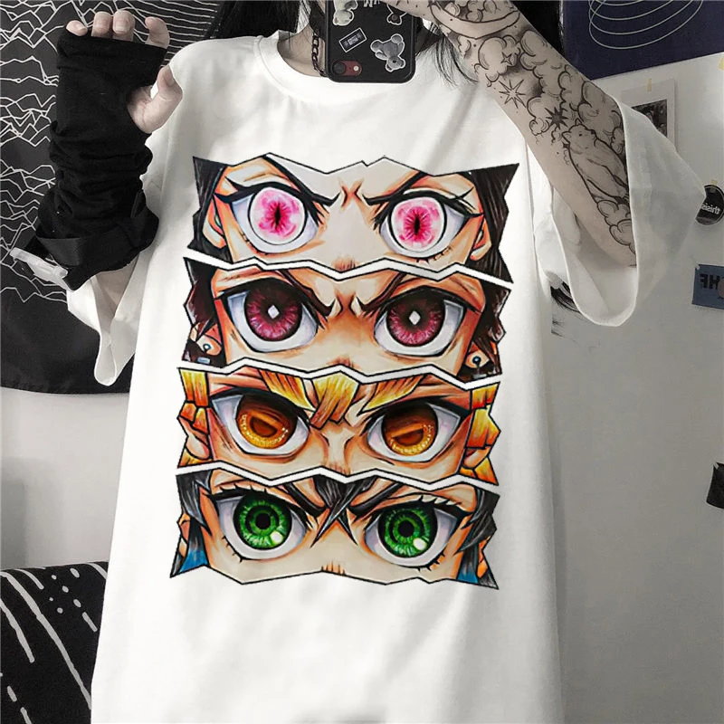 Y2k T-Shirt Japanese Anime Demon Slayer Tshirt for Women Short Sleeve Kawaii Graphic Tees Harajuku Clothes Funny Unisex Tops