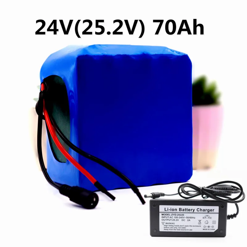 

Large-Capacity Battery Pack 6S6P 24V 70AH 25.2V E-Bike Scooter Wheelchair Four-Wheeler 18650 Lithium Battery Pack BMS+ Charger