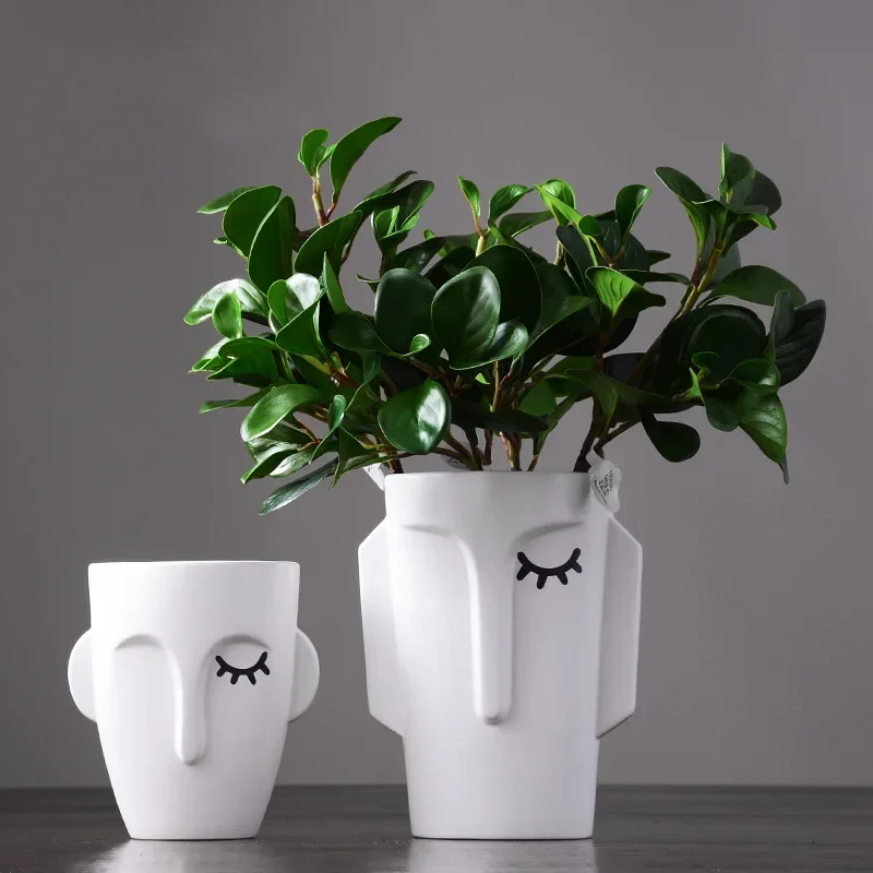 

Nordic Art Abstract Human Face Ceramic Vase Creative Living Room Desktop Decoration Floor Flower Arrangement Home Decoration