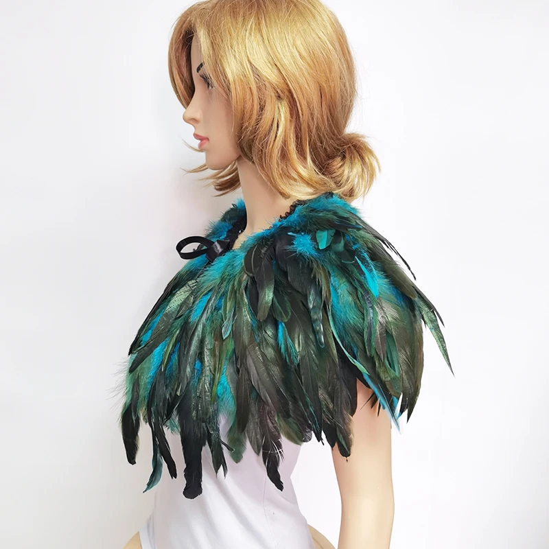 Three-layer Feather Shrug Shawl Feather Shoulder Wrap Cape Jacket Feather Costume Halloween Rave Party Cosplay Filming Props