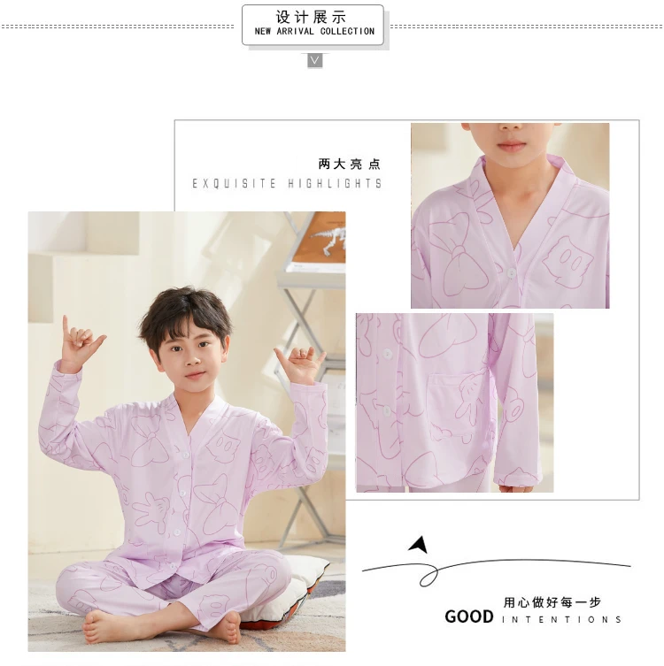 2022 New Spring Pajamas Set for 3-13T Kids Homewear Cartoon Nightwear Pijama Suit Long Sleeve Autumn Children Pyjama Tracksuit Sleepwear & Robes cheap