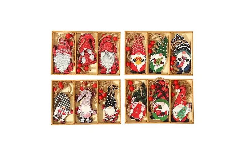 

Wood gnome Christmas pendants festival Decorations with Lanyard For Home Christmas Ornament Xmas Happy New Year Home Tree Decor