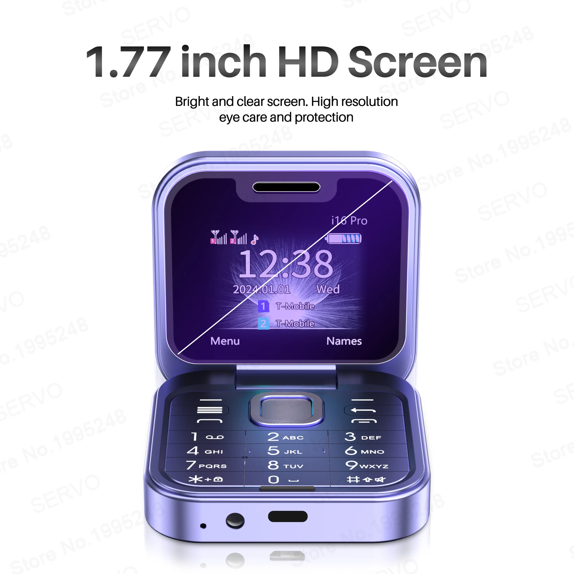 SERVO i16 Pro Mini Flip Mobile Phone Dual SIM Card Speed Dial Magic Voice Blacklist FM Radio 2G GSM Cute Foldable Cellular Phone