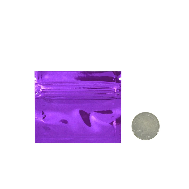 Purple Color Glossy Zip lock Plastic Small Pouch  Gift Candy Party Tea Chips Coffee Bags Aluminum Foil Bag Customized Logo 3