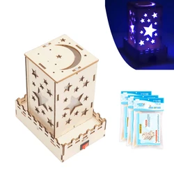 Diy colorido estrela luzes modelo artesanal lâmpada de projeção ciência tecnologia kit educacional puzzle haste brinquedo para crianças