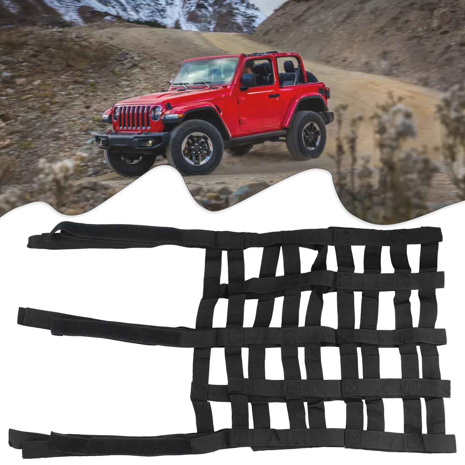 

1pc 152cm * 43cm Car Multifunction Roof Net Cargo Storage Grid For Jeep For Wrangler TJ JK JL 1997-2019 Replacement Accessories
