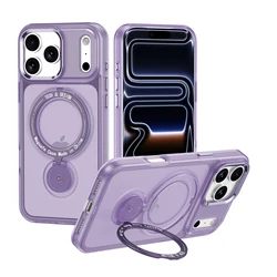 Luxury Magnetic Shockproof 360 Rotating Ring Case with Bracket Stand and Clear Cover - iPhone 16e (Purple kehuiMei)