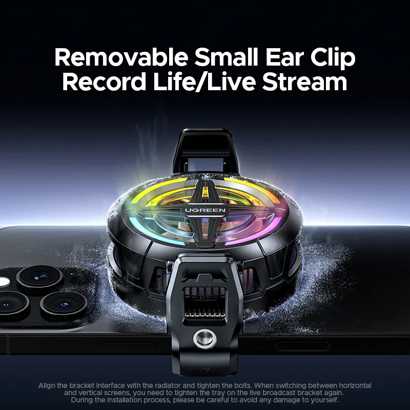 UGREEN Magnetic Phone Cooler Silent Fan 35dB for Gaming iPhone Android Phone Heat Dissipation with Clamp Mount