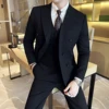M-6XL Blazer Vest Pants High -end Brand Gray Black Men's Casual Business Double -breasted Suit Groom's Wedding Slim Men's Suit 4