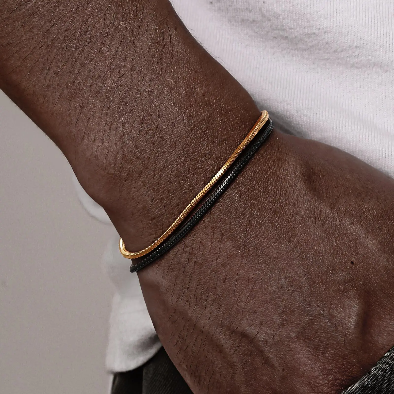 أساور سلسلة ثعبان بسيطة قابلة للتعديل من Vnox للرج...