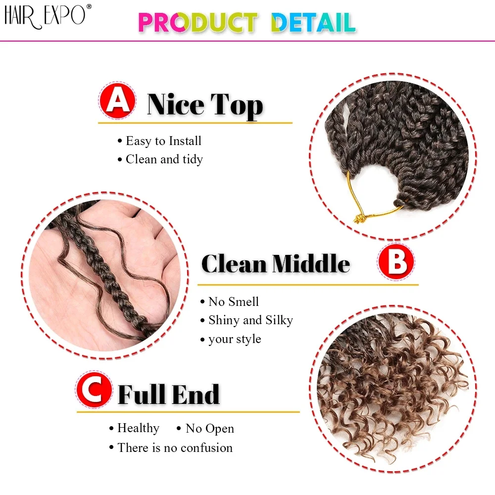 Boho Box Braids Crochet Hair Synthetic Goddess Box Braids Braiding Hair Extensions Bohomian Crochet For Black Women