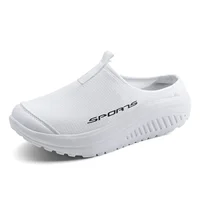 Unisex Breathable Slip-On Summer Outdoor Wear Big Size Sandals Half Slippers Open Toe Lazy Shoes No Back Heel Slippers