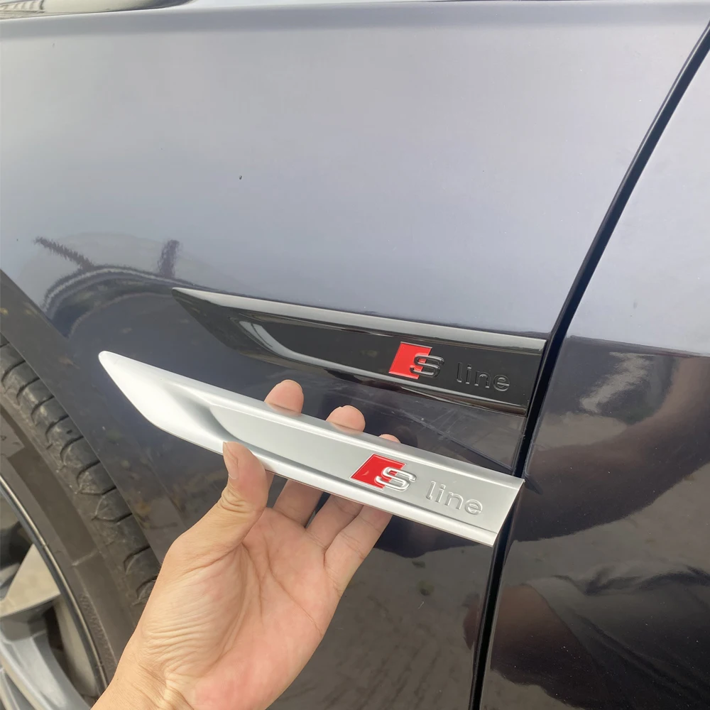 2Pcs 3D ABS Car S LINE Emblem Sticker Badge Decal Decoration For Audi Sline A1-A8 Q1-Q8 TT