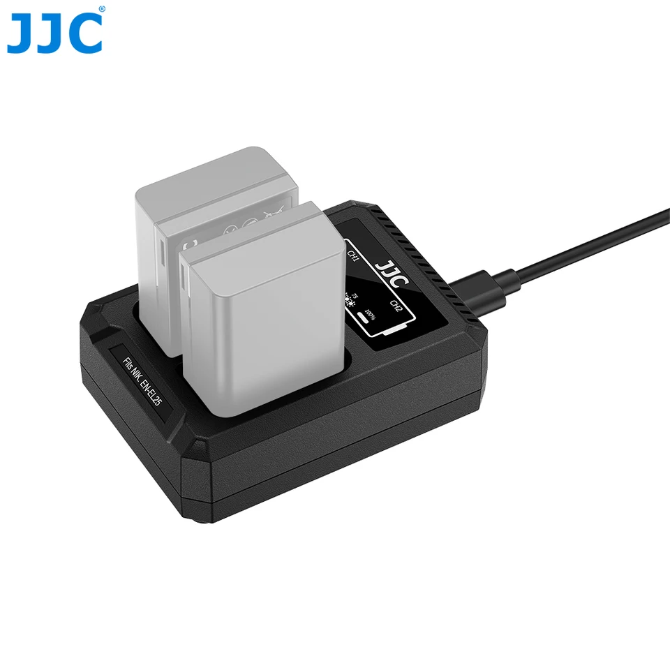 JJC EN-EL25 バッテリー充電器、Type-C-USB A 充電ケーブル付き