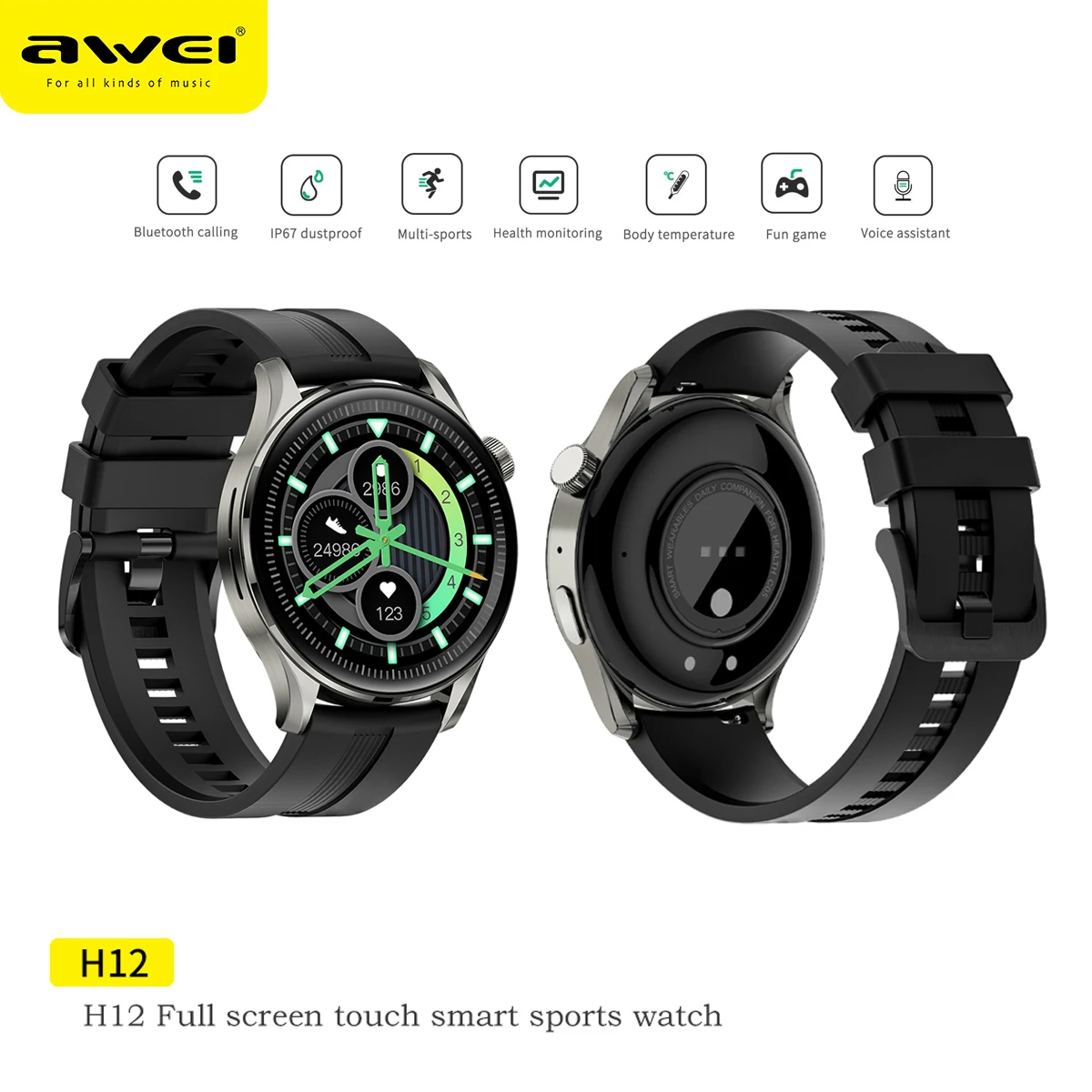 Awei bluetooth waterproof smartwatch men wowen Wrist watch fitness