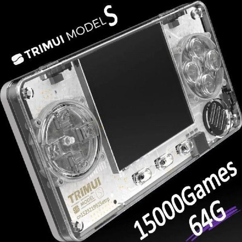 TRIMUI MODEL S Handheld Game Machine 2 Inch Ips Screen Mini Extremely Compact Handheld Card Machine Transparent Body Kids Gifts