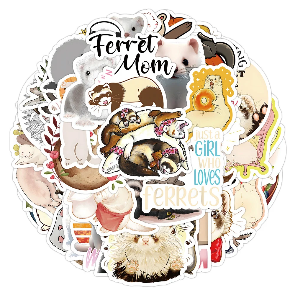 10/30/52pcs Cute Cartoon Ferrets Stickers Kawaii Animal Graffiti Decal Scrapbooking Laptop Luggage Anime Sticker for Kids Toys 52pcs bag vintage letter stickers personalized laptop aesthetic scrapbooking collage material decor photo album agenda supplies