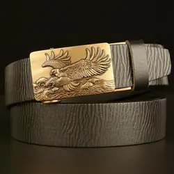 Classic luxury designer eagle wings casual men's belt head layer cowhide belt personality automatic buckle pure cowhide belt
