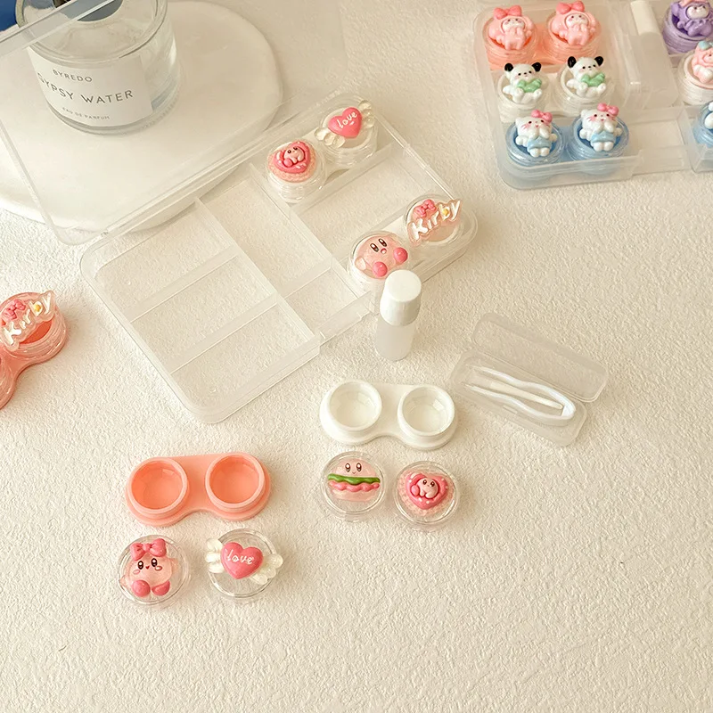 6Pair Contact Lens Case Contact Lens Storage Box Cute Girl Box Clamp Forceps Care Solution