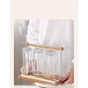 Household Glass Wooden Rack Water Storage Drying Rack Tea Cups Drain Shelf Desktop Cups Organizing Rod Kitchen Accessories 4