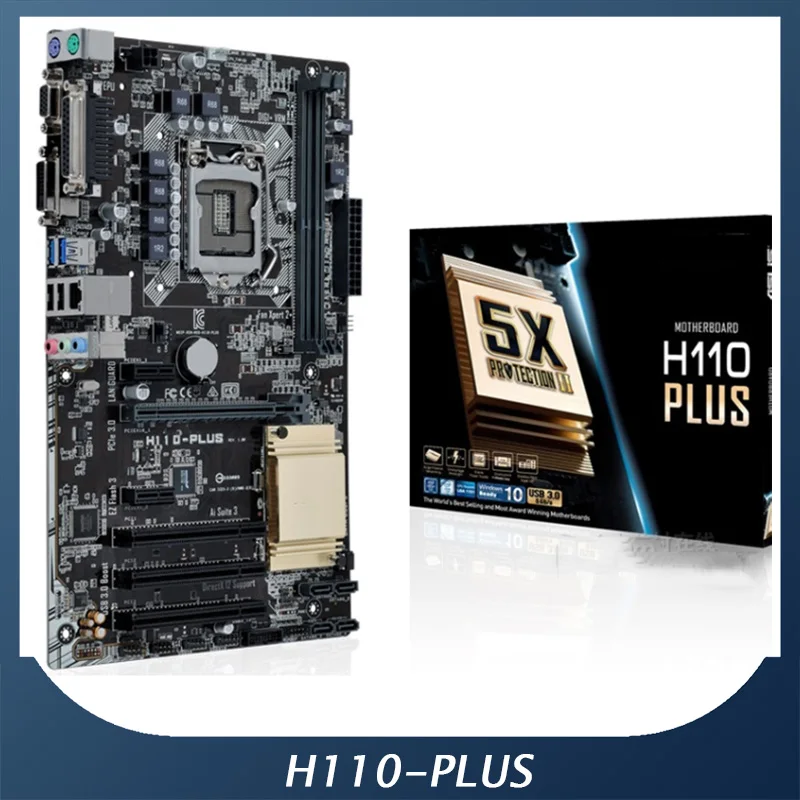 Desktopr Motherboard For ASUS H110 PLUS H110 LGA1151 32GB DDR4 2133 MHz USB 3 0 High