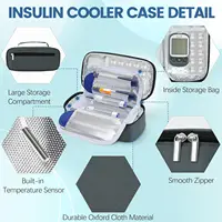 Réfrigération à l'insuline Petit réfrigérateur Réfrigérateur à médicaments pratique avec 2 packs de glace Affichage de la température LED Voyage en plein air 3