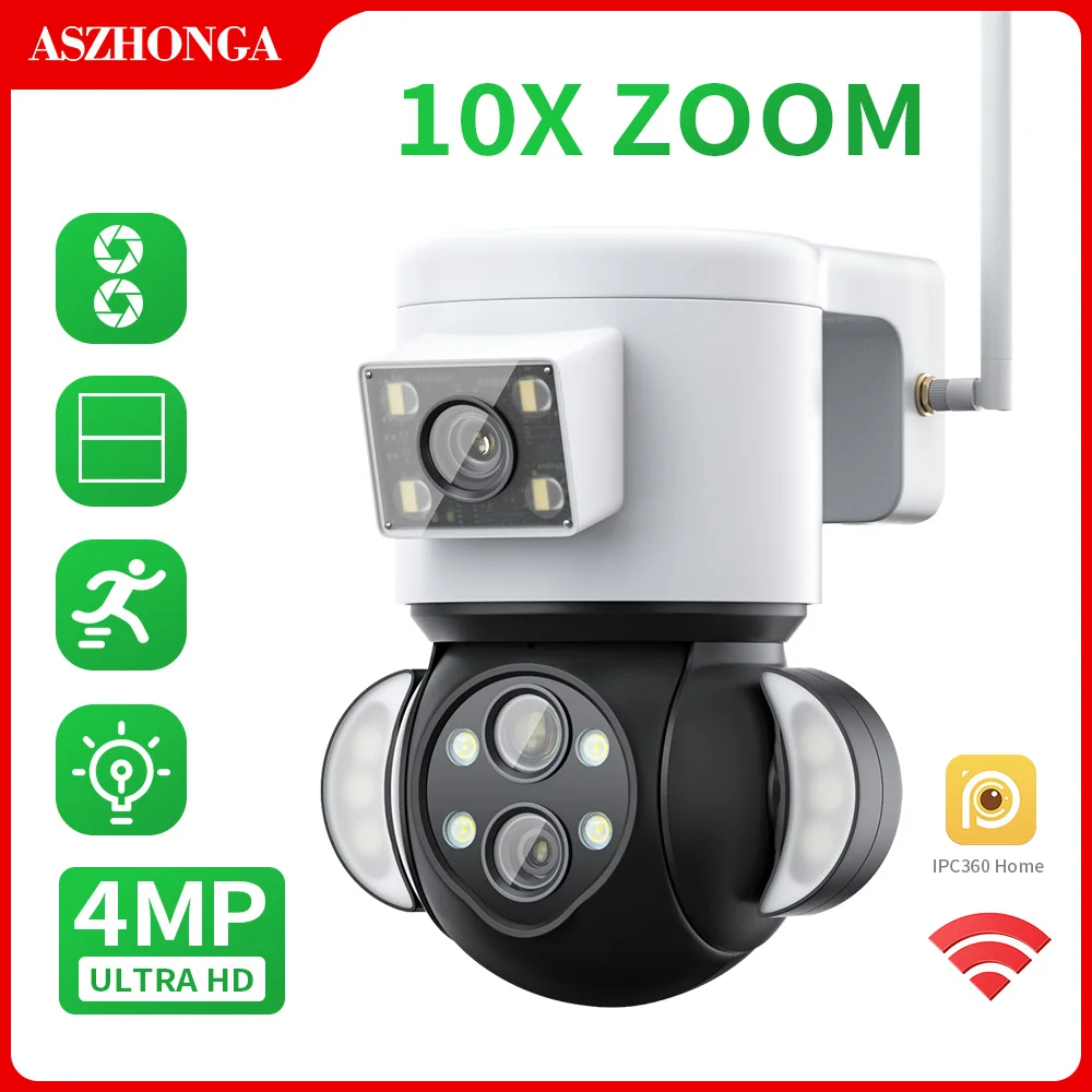 

Камера видеонаблюдения ASZHONGA 2K, 4 МП, PTZ, 10X, Wi-Fi
