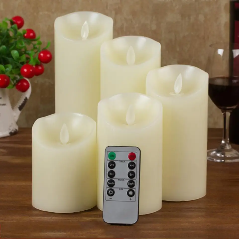2 Candele Impermeabili Senza Fiamma Con Telecomando E Timer, Grandi Candele LED