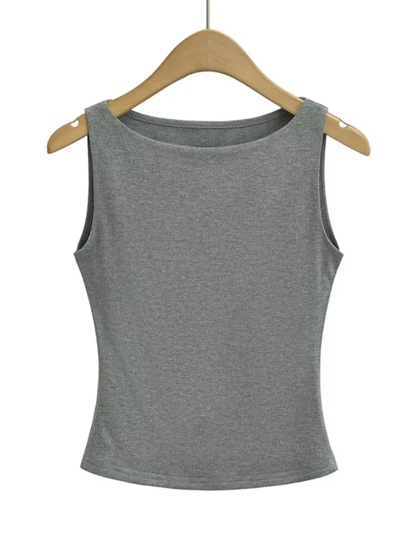 Women Double Layer Boat Neck Soft Slinky T