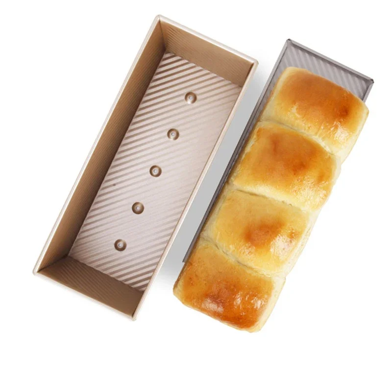 1200G golden corrugated non-stick sliced toast bread cake mould with lid toast bread mould