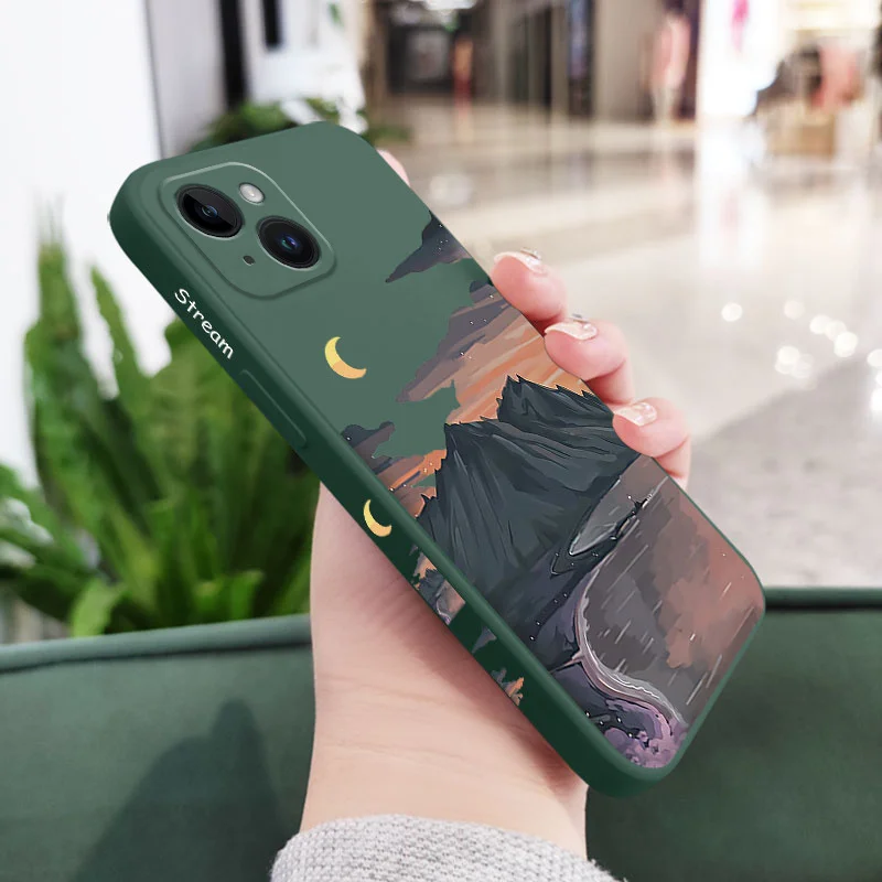 Elegant River-Inspired Silicone Phone Case - Timeless Design Cover
